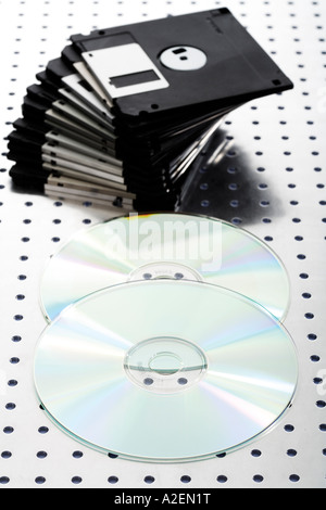 Floppy disks and cd`s Stock Photo